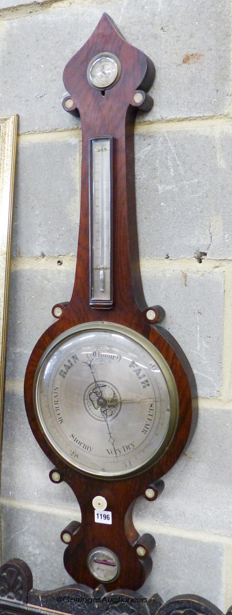 A Victorian rosewood wheel barometer, height 106cm